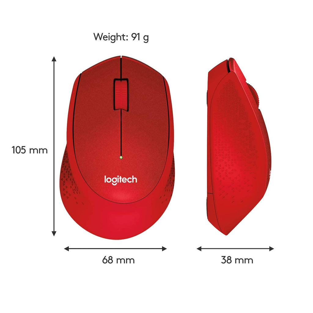 Logitech M331 Silent Plus 1000DPI 2.4GHz Optical Wireless Mouse - Red