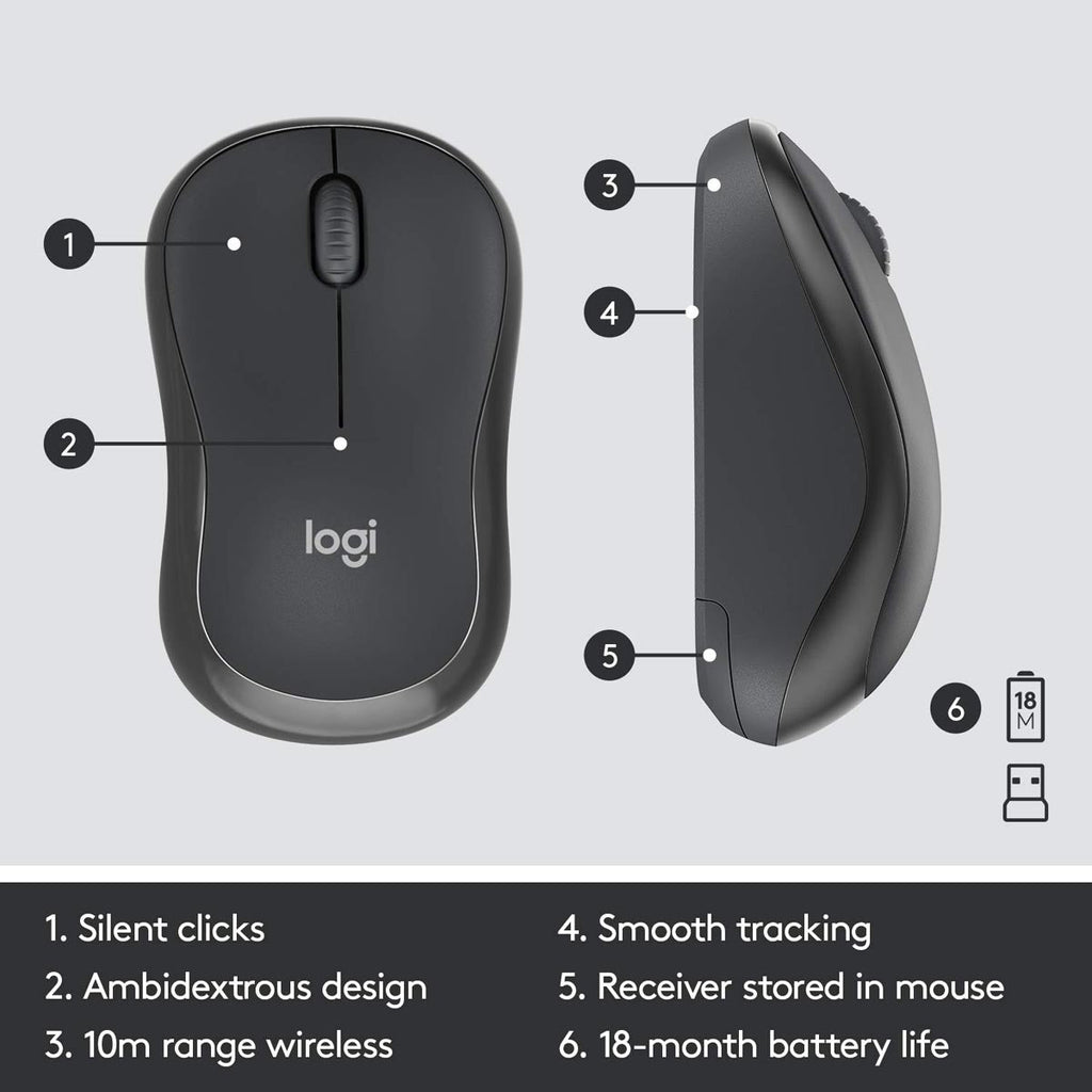 Logitech MK295 2.4 GHz Full-Size Wireless Silent Keyboard and Mouse Combo