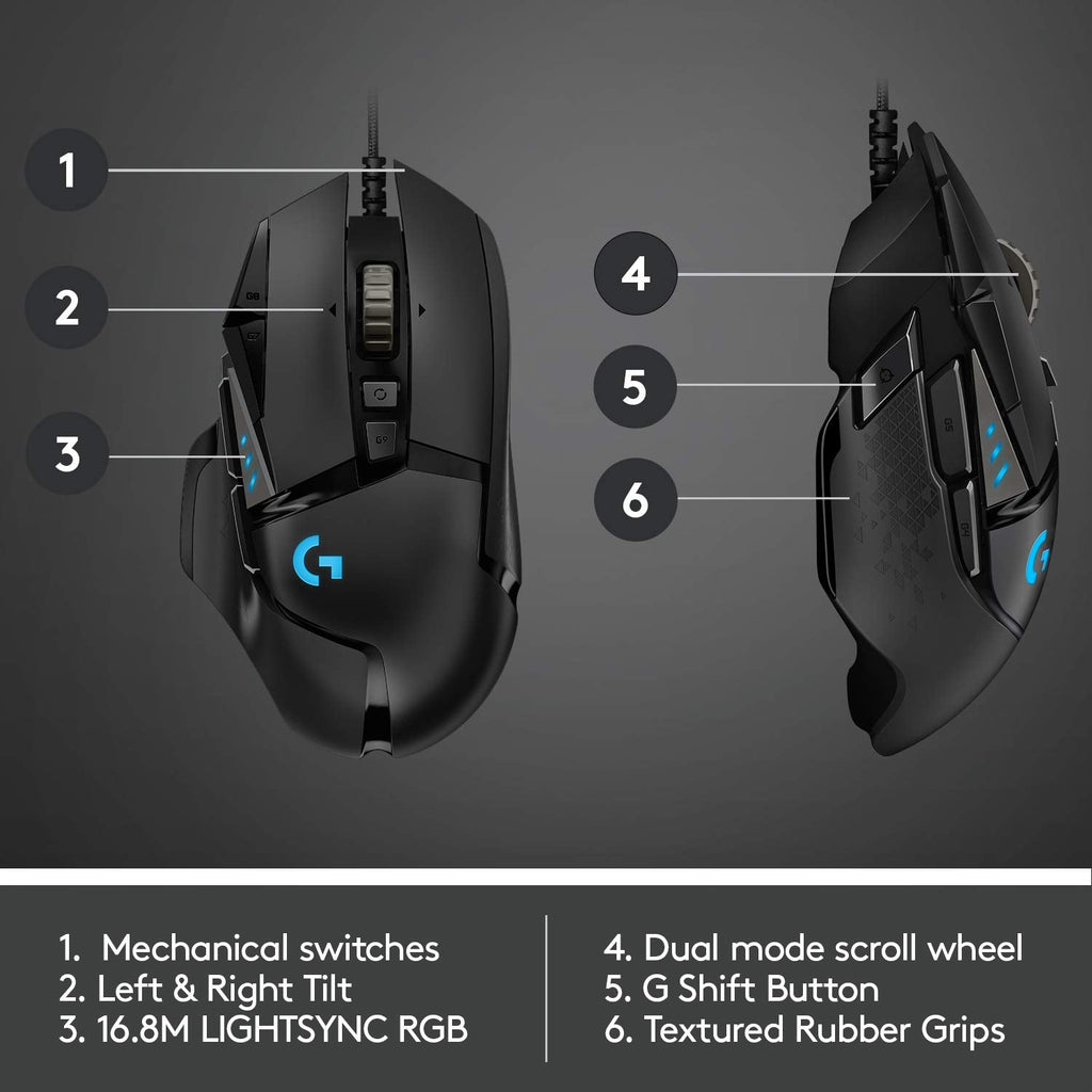 Logitech G502 Hero Wired 25K Sensor Gaming Mouse with Adjustable DPI Up to 25600 On-Board Memory and 11 Programmable Buttons
