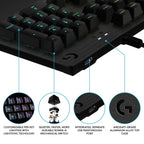 Logitech G512 Mechanical Wired Gaming Keyboard with GX Brown Tactile Switch USB Passthrough and Lightsync RGB