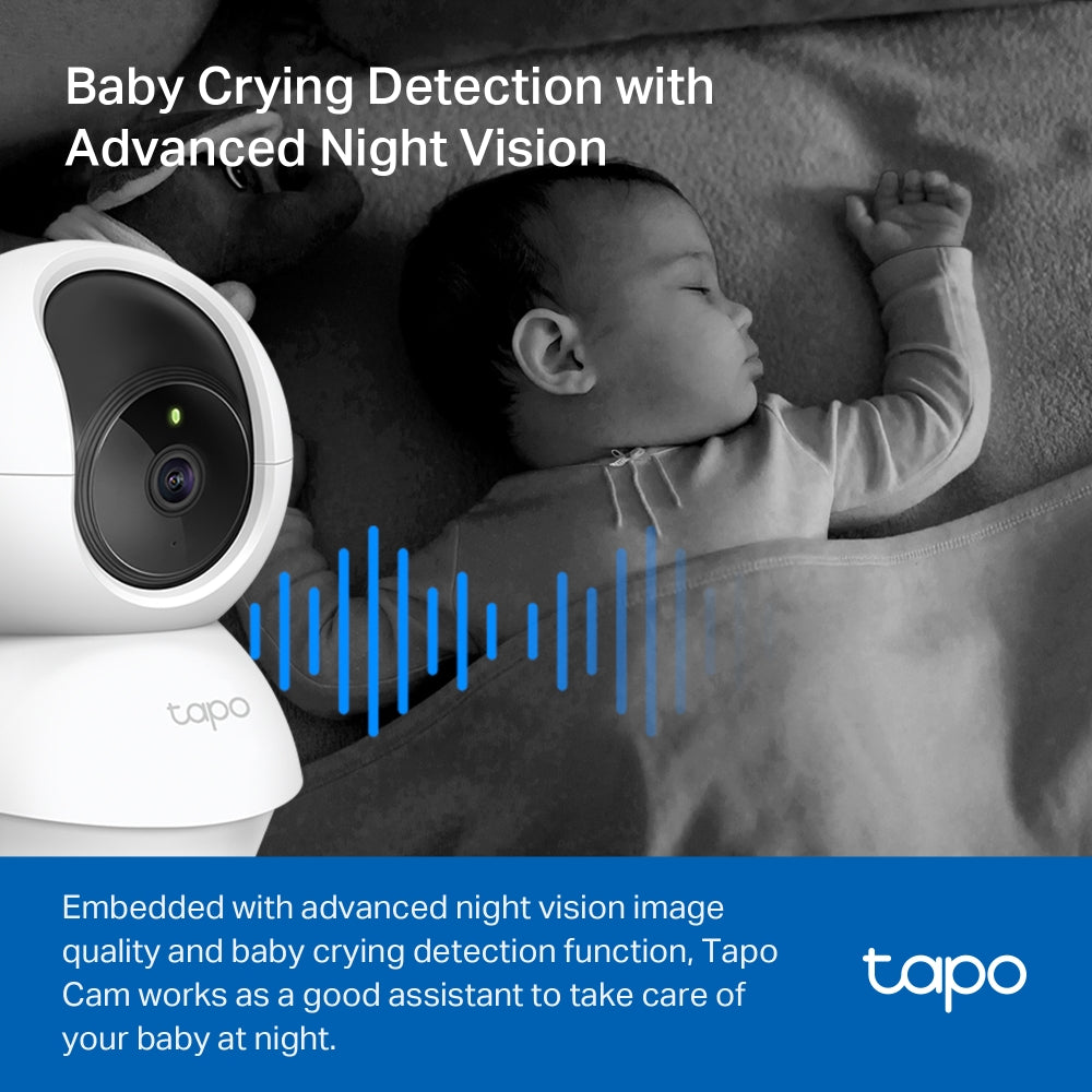 TP-Link Tapo TC71 3MP 2K QHD Pan/Tilt Home Security Wi-Fi Camera - White