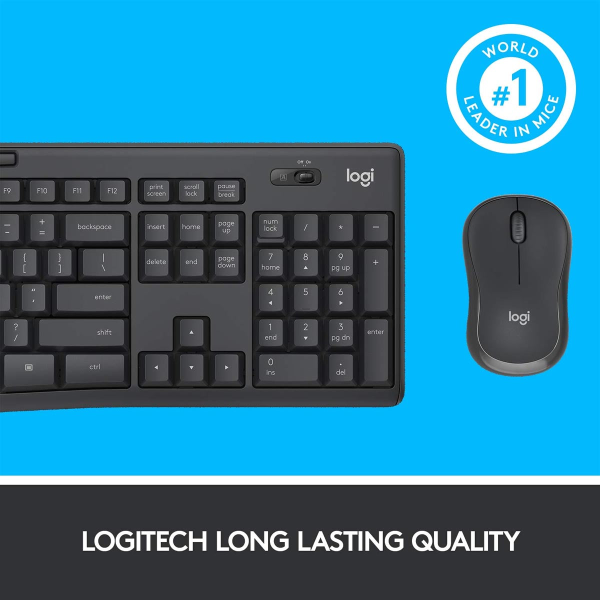 Logitech MK295 2.4 GHz Full-Size Wireless Silent Keyboard and Mouse Combo