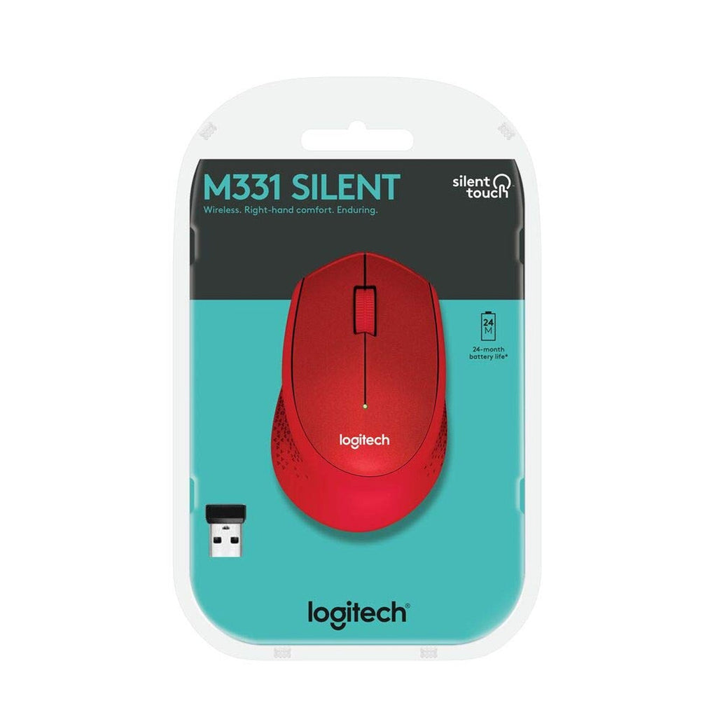 Logitech M331 Silent Plus 1000DPI 2.4GHz Optical Wireless Mouse - Red