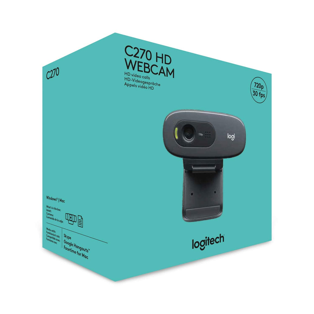Logitech C270 720p HD Webcam with Built-in Noise Reducing Mic