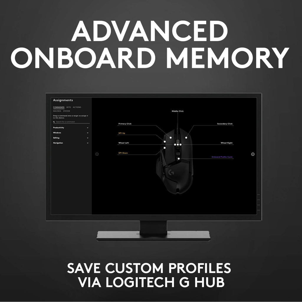 Logitech G502 Hero Wired 25K Sensor Gaming Mouse with Adjustable DPI Up to 25600 On-Board Memory and 11 Programmable Buttons