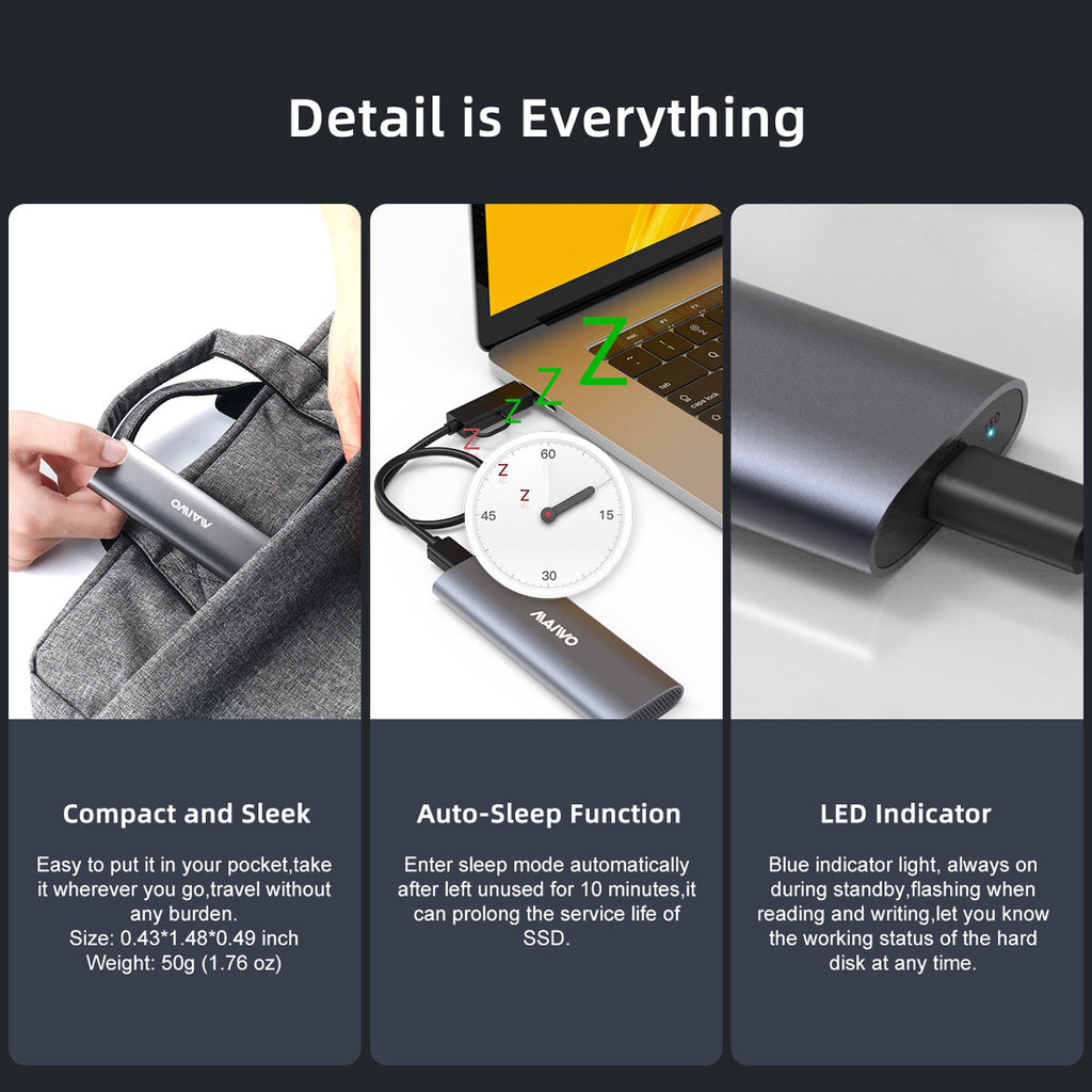 MAIWO K1689 USB Tool-Free M.2 SATA & NVMe SSD Enclosure - Blue