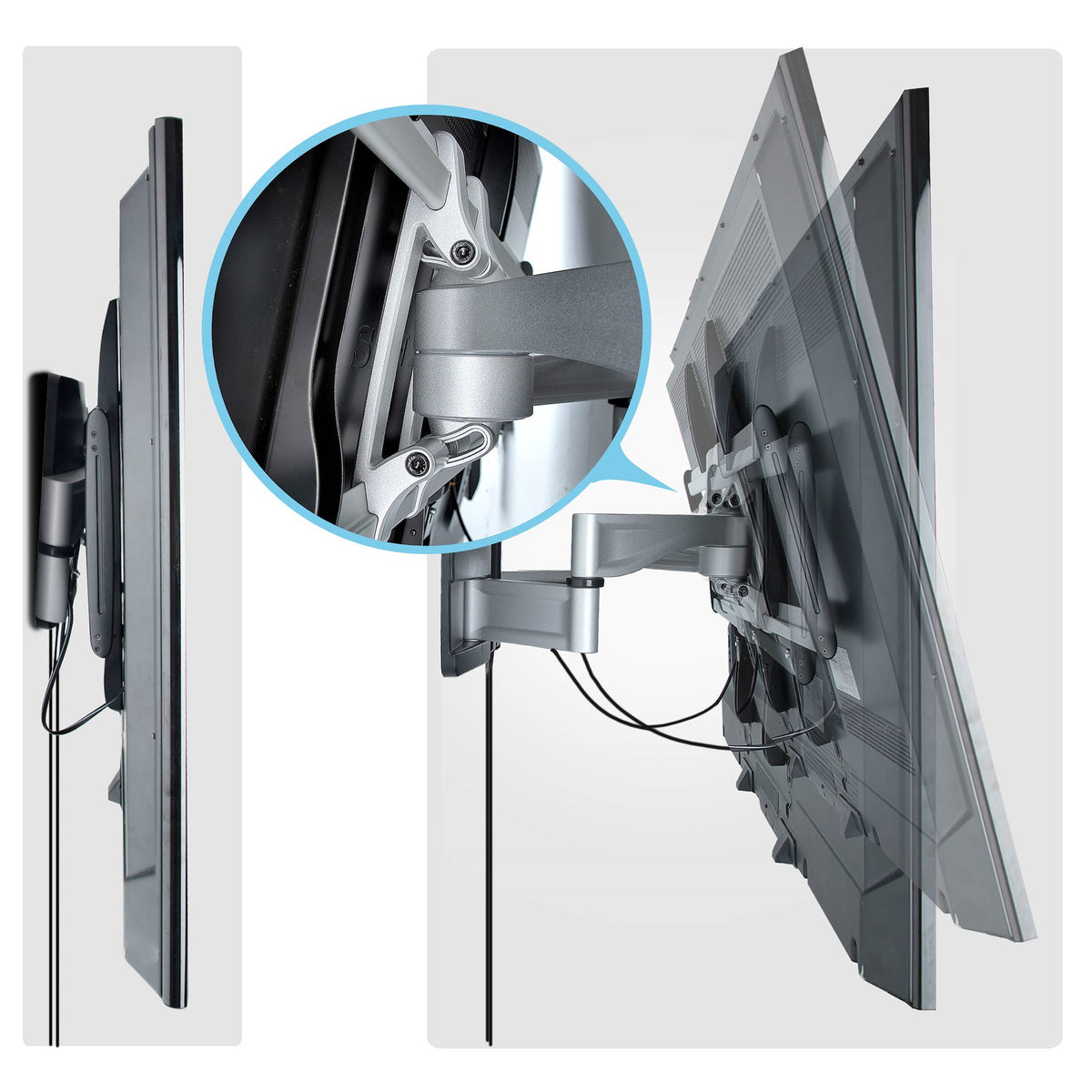 StarTech TV Wall Mount – illustration of extended arm reaching maximum 55 cm clearance