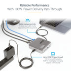 StarTech USB-C Multiport Docking Station 102B-USBC-MULTIPORT – top‑down view of cable attachment and port layout