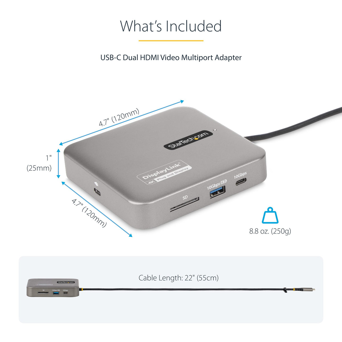StarTech USB-C Multiport Docking Station 102B-USBC-MULTIPORT – detailed look at USB‑C PD input and branding
