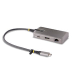 USB-C hub with multiple ports on a white background