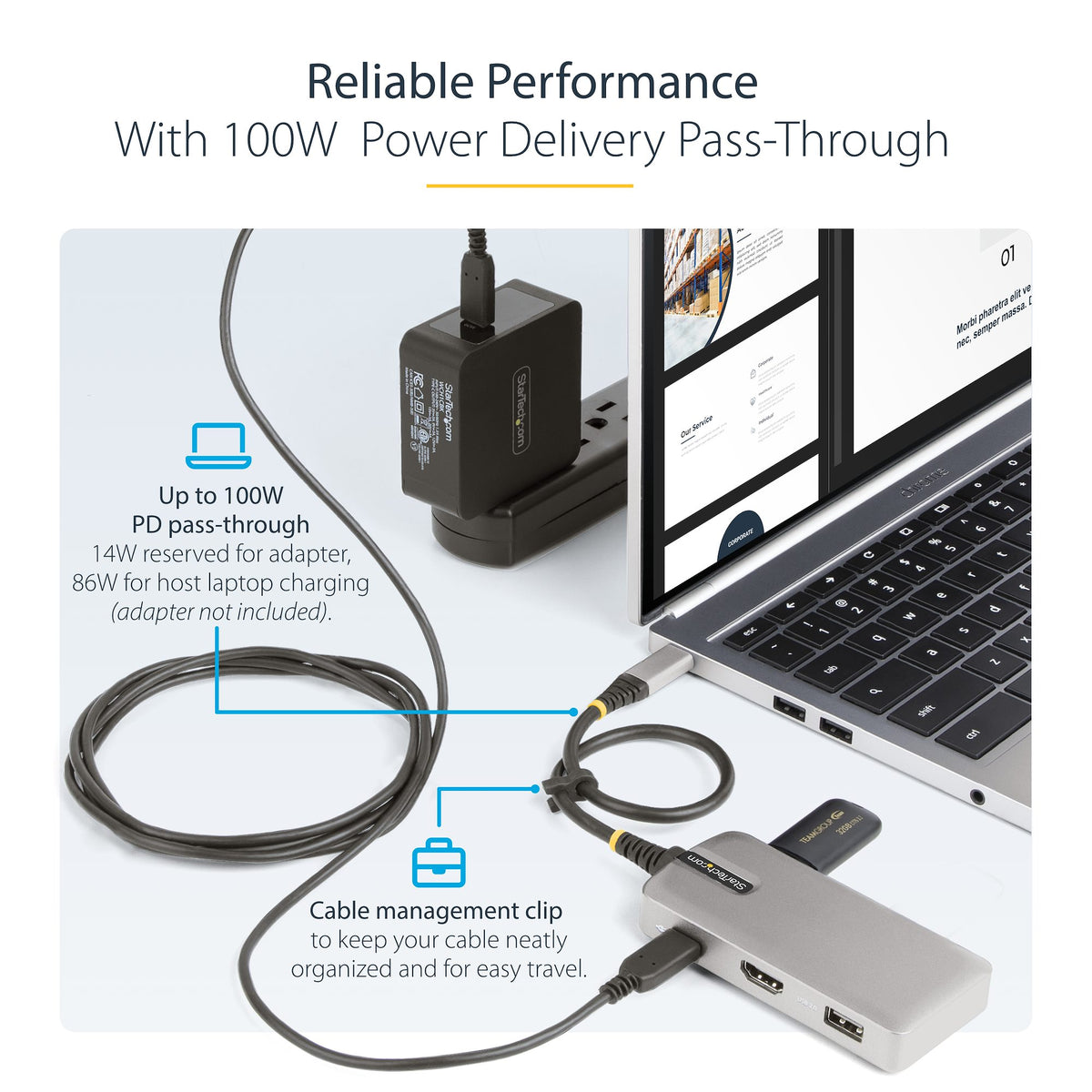 StarTech USB‑C Multiport Adapter – top‑down view of the compact 5‑in‑1 layout (E‑EG view)