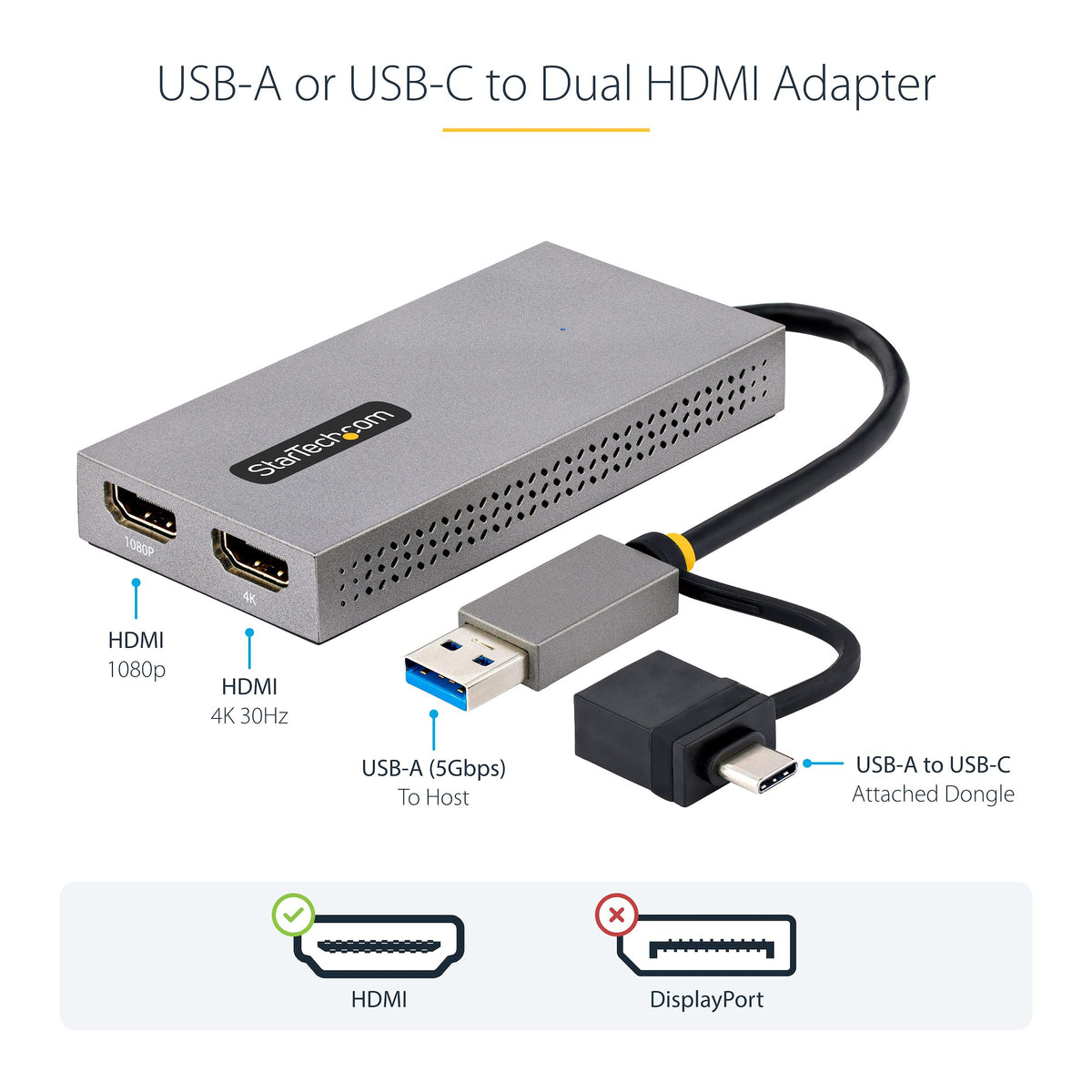 StarTech adapter displaying the USB‑C connector end for modern laptops