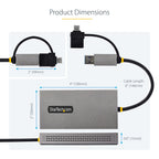 StarTech 107B‑USB‑HDMI packaging graphic with warranty and features
