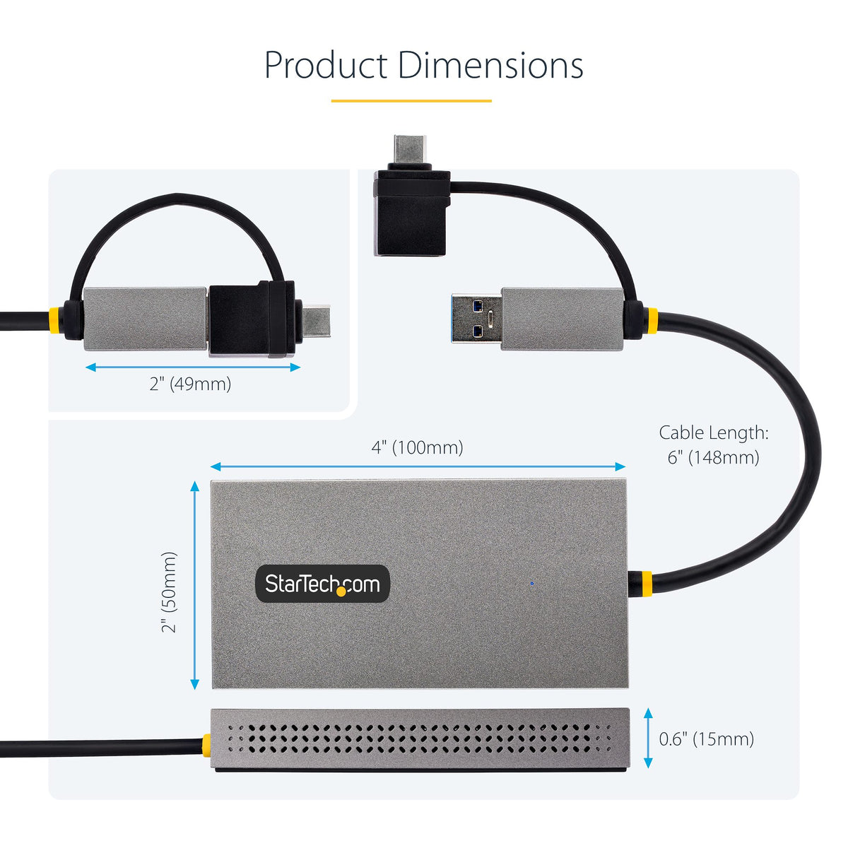 StarTech 107B‑USB‑HDMI packaging graphic with warranty and features