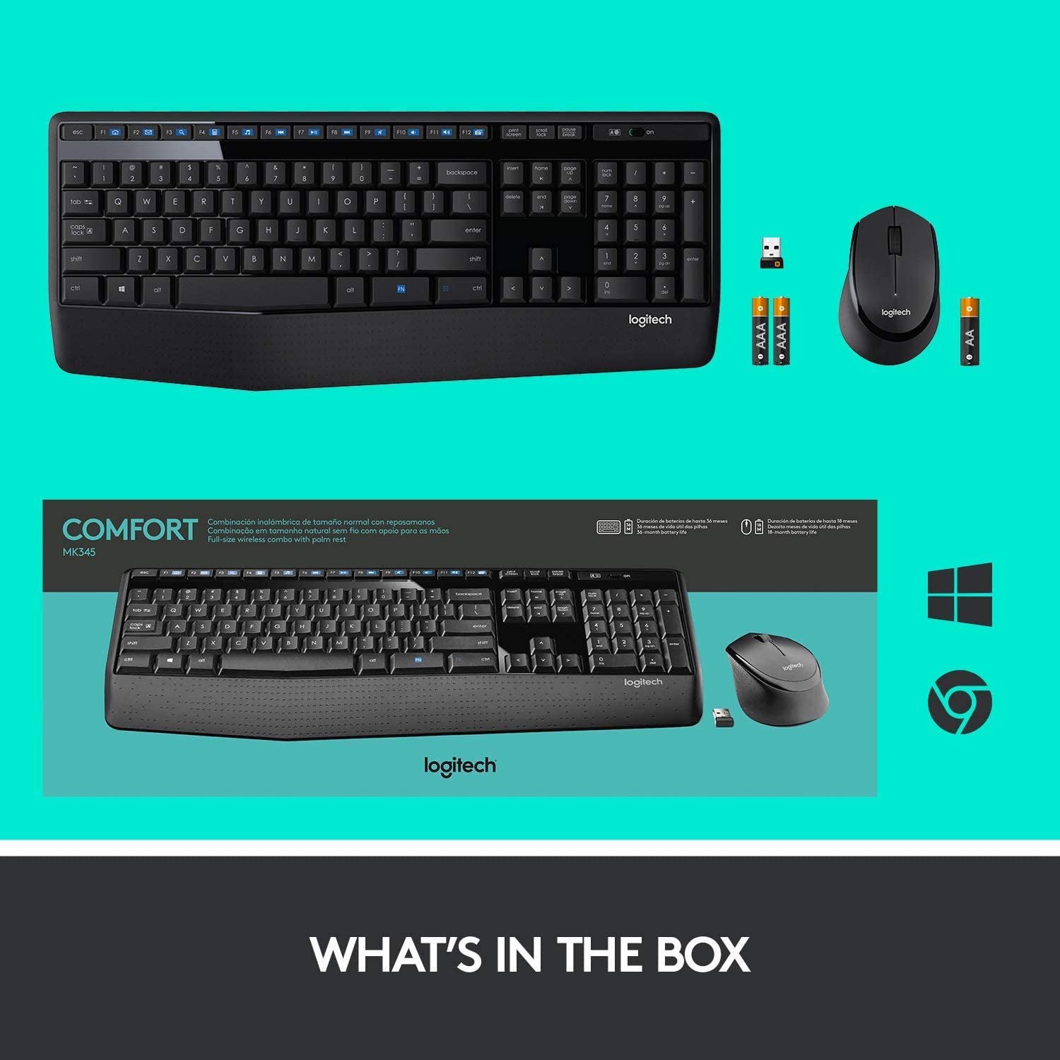 Logitech MK345 2.4 GHz Full-Size Wireless Keyboard and Mouse Combo
