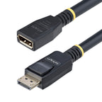 StarTech 10 ft DisplayPort 1.4 Extension Cable side view highlighting the flexible TPE jacket