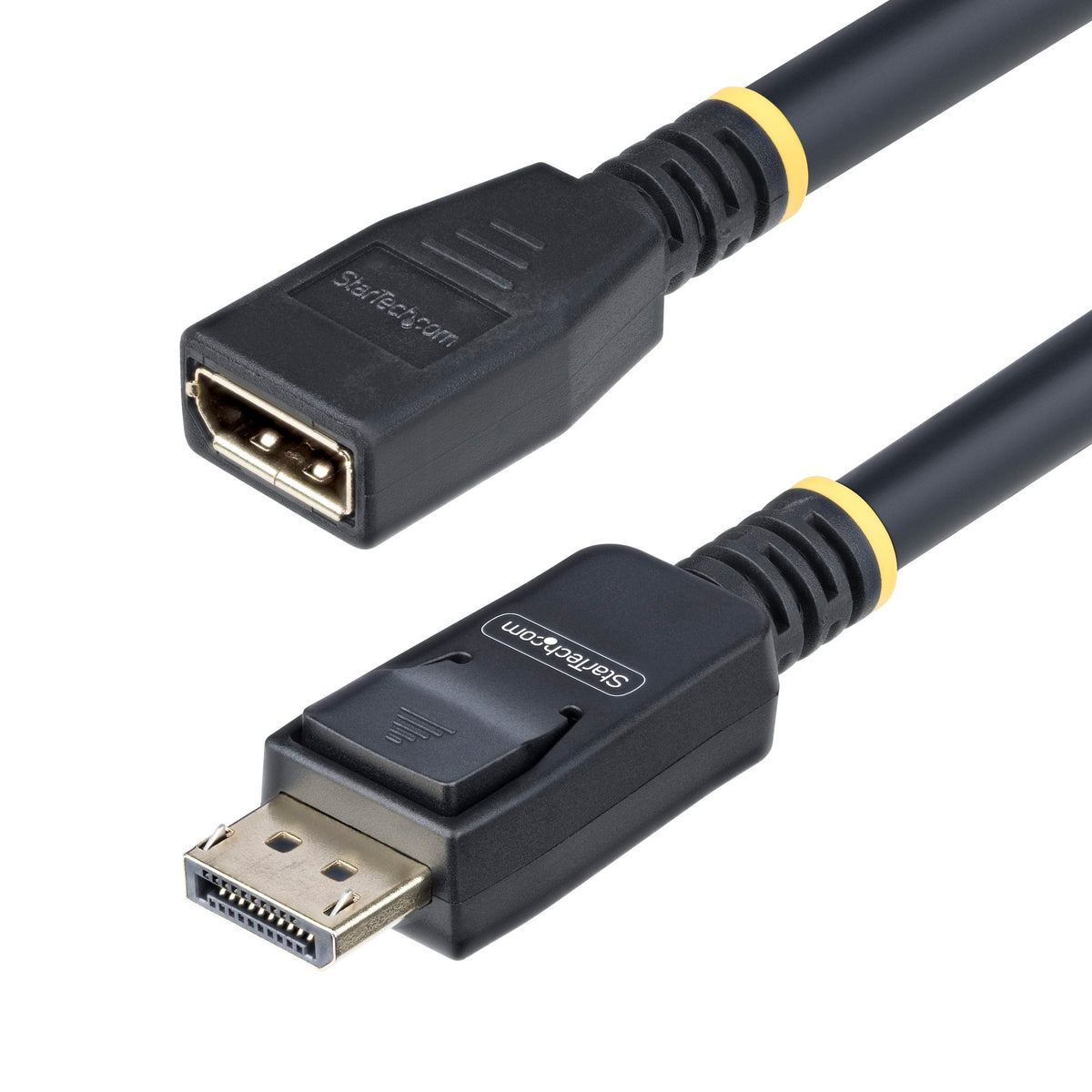 StarTech 10 ft DisplayPort 1.4 Extension Cable side view highlighting the flexible TPE jacket