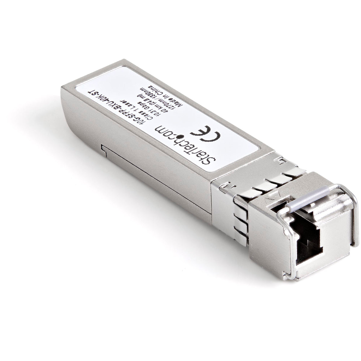 StarTech 10G-SFPP-BXU-40K-ST close‑up of the LC connector and label details