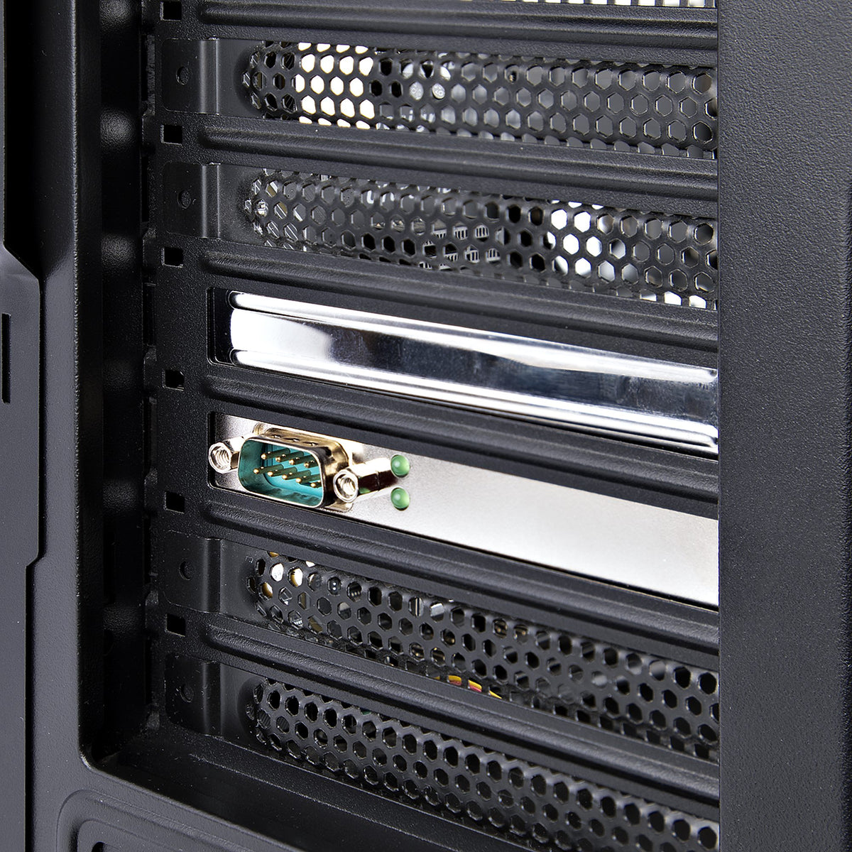 StarTech 11050-PC-SERIAL-CARD RS232 PCIe Serial Card showing the gray PCB and DB9 connector