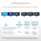 StarTech 117B-USBC-MULTIPORT Triple Monitor USB-C Dock – 4K, 100W PD, 3-Year Warranty angled view on desk
