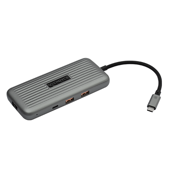 Cadyce CA-C4VIEW USB-C Multi-Display Docking Station centered on a white backdrop as the featured shot