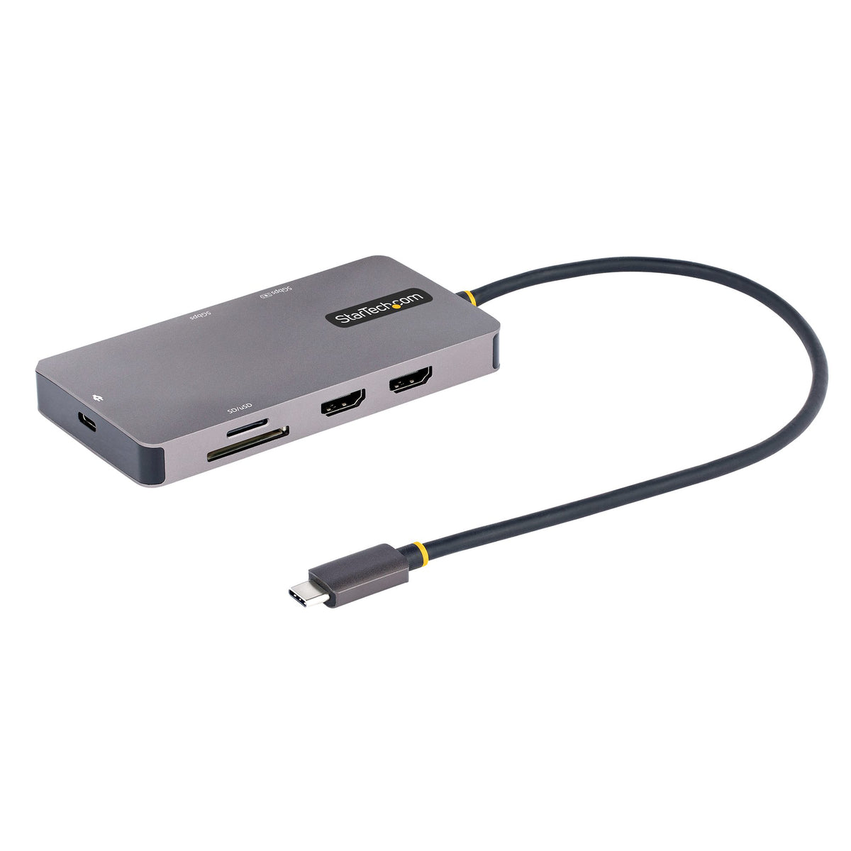StarTech 120B-USBC-MULTIPORT USB-C Dock – Dual 4K 60Hz HDMI, Gigabit Ethernet, 100W PD, 3-Year Warranty front view