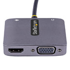 StarTech 122-USBC-HDMI-4K-VGA USB-C Video Adapter – 4K 60Hz, VGA, 100W PD, 3-Year Warranty side view showing ports