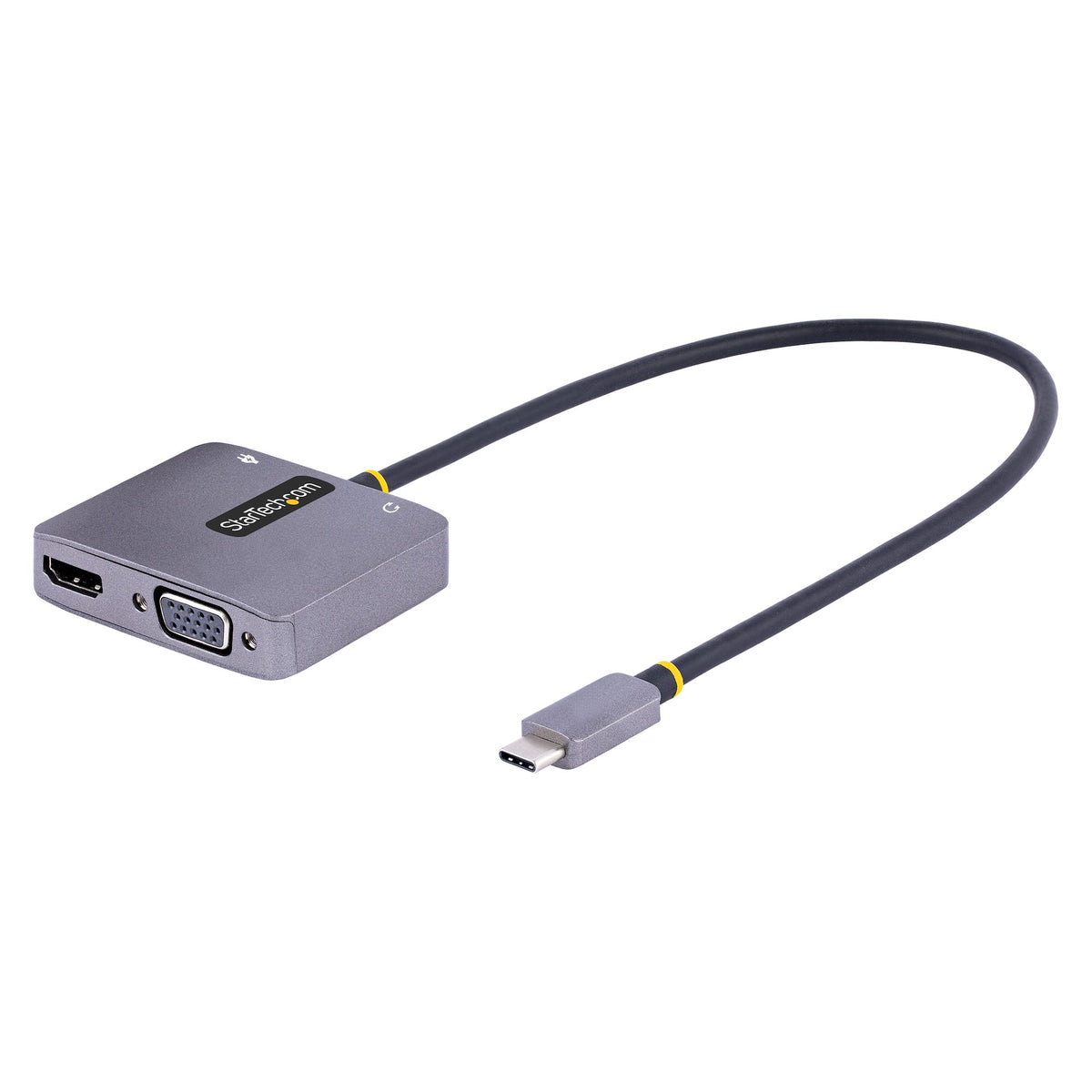 StarTech 122-USBC-HDMI-4K-VGA USB-C Video Adapter – 4K 60Hz, VGA, 100W PD, 3-Year Warranty main view showing the adapter