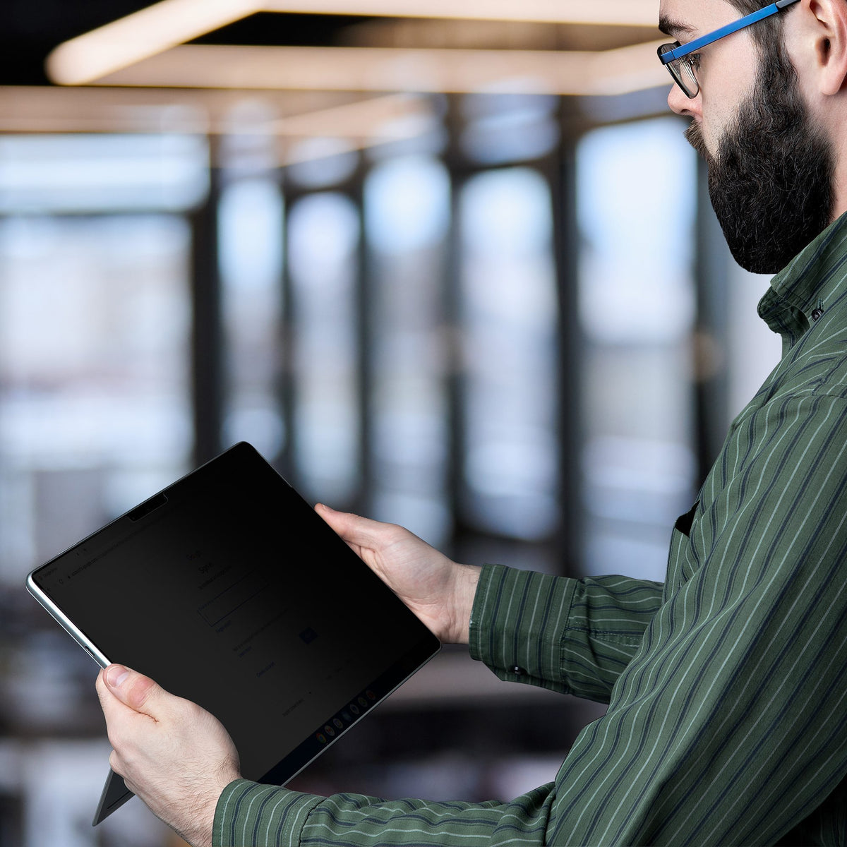 StarTech 123SP-PRIVACY-SCREEN 12.3‑Inch Surface Pro Touch Privacy Filter displayed flat on a desk