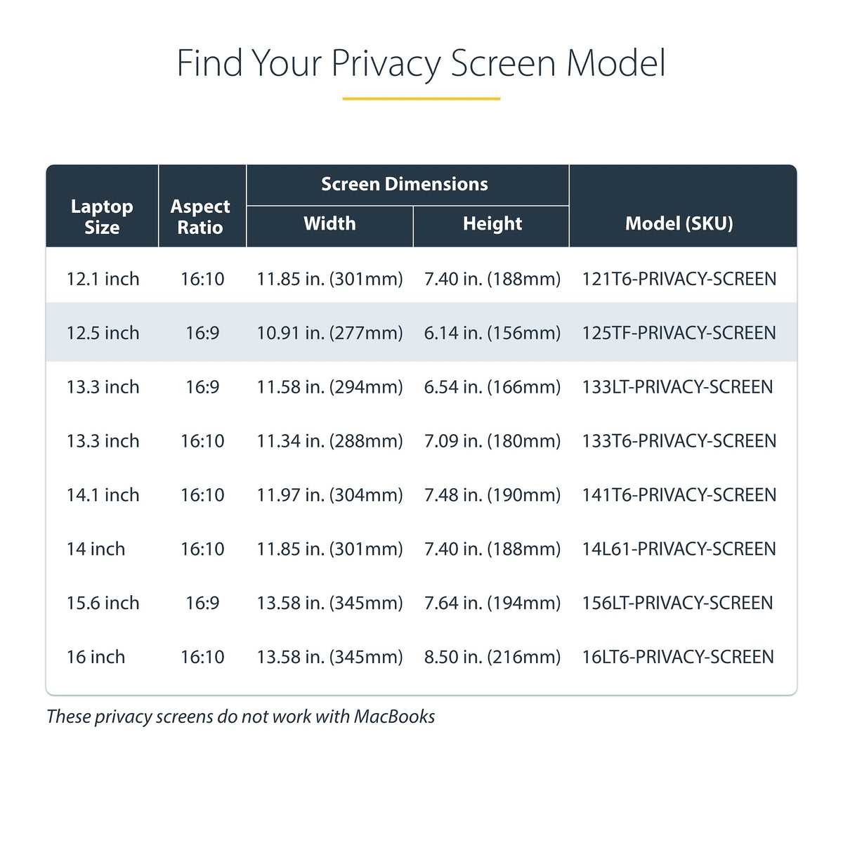 StarTech 125TF-PRIVACY-SCREEN 12.5-inch flip-up touch privacy screen for laptops