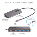 StarTech 127B-USBC-MULTIPORT 6-in-1 USB-C Dock – 4K 60Hz, Gigabit Ethernet, 100W PD, 3-Year Warranty showing left profile