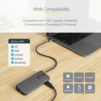StarTech 127B-USBC-MULTIPORT 6-in-1 USB-C Dock – 4K 60Hz, Gigabit Ethernet, 100W PD, 3-Year Warranty front view