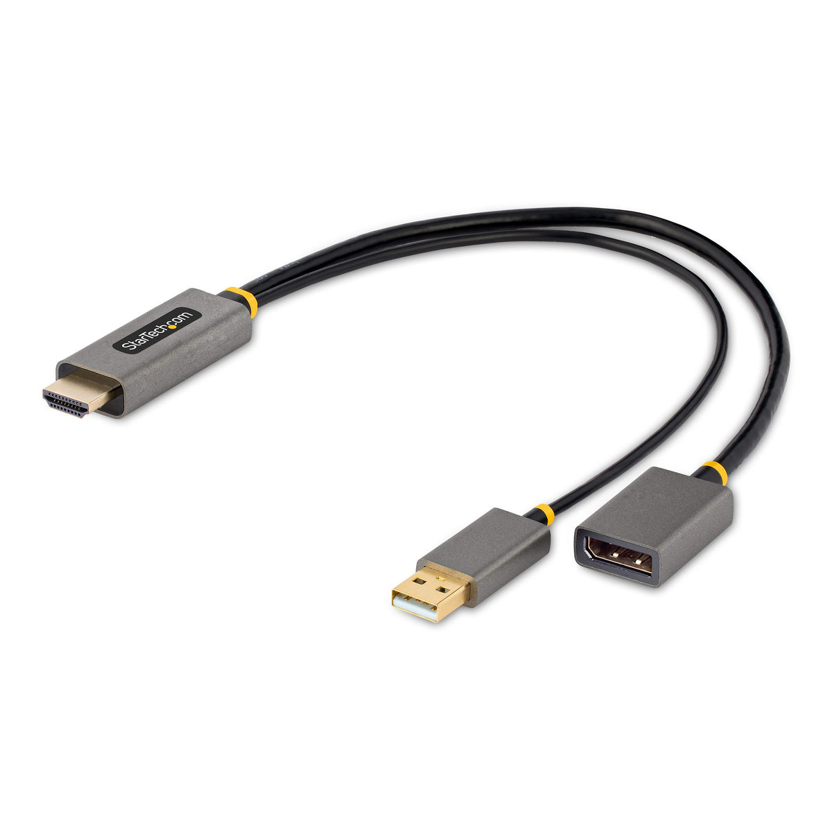 StarTech 128‑HDMI‑DISPLAYPORT HDMI to DisplayPort Adapter – 4K 60Hz, HDR, 3‑Year Warranty shown from front angle