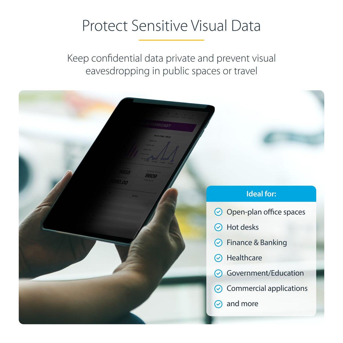 StarTech 129IP-PRIVACY-SCREEN privacy filter displayed flat with its micro‑louver pattern visible