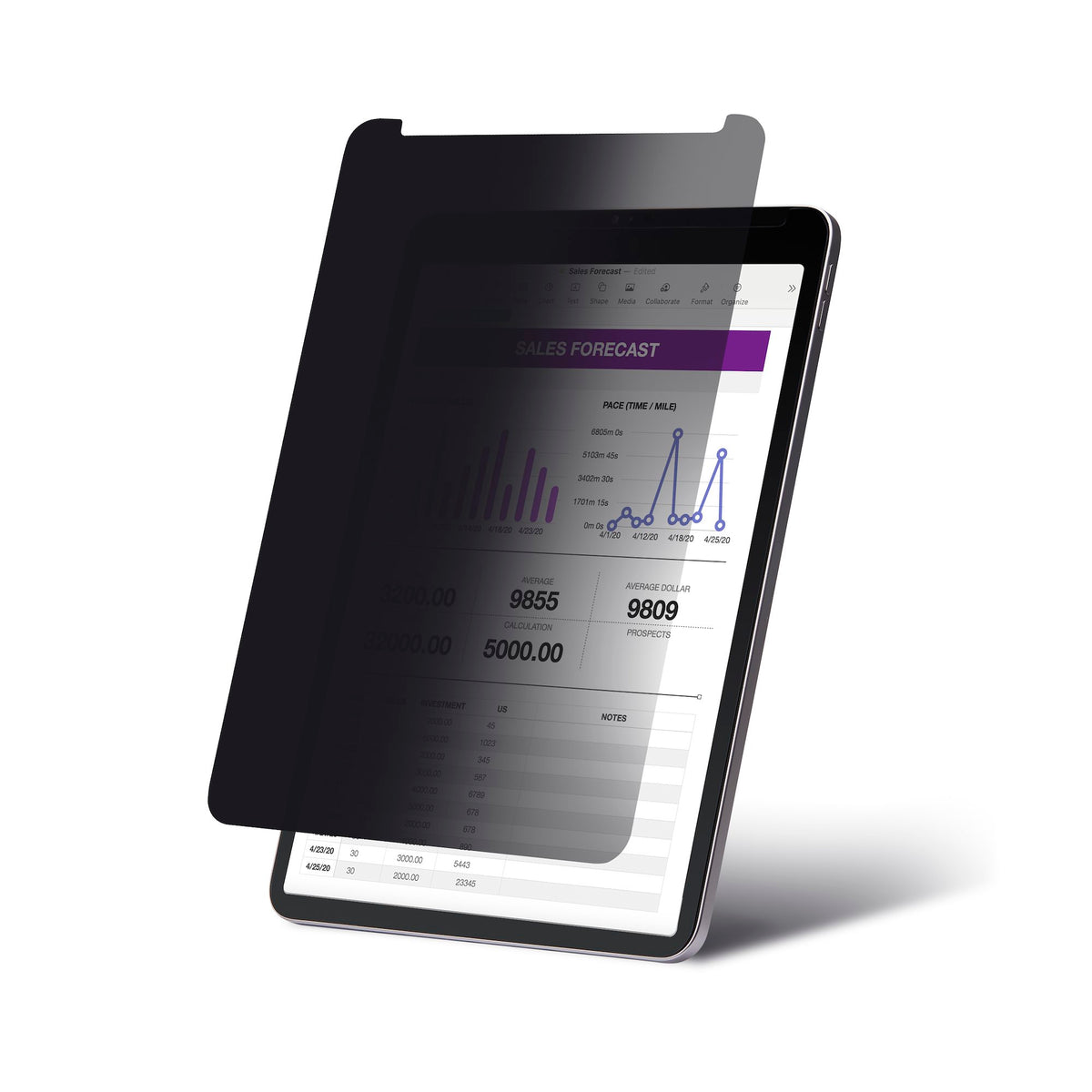 StarTech 129IP-PRIVACY-SCREEN showing the front of the 12.9‑inch iPad Pro privacy filter