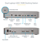 StarTech Dual USB-C KVM Docking Station angle C perspective