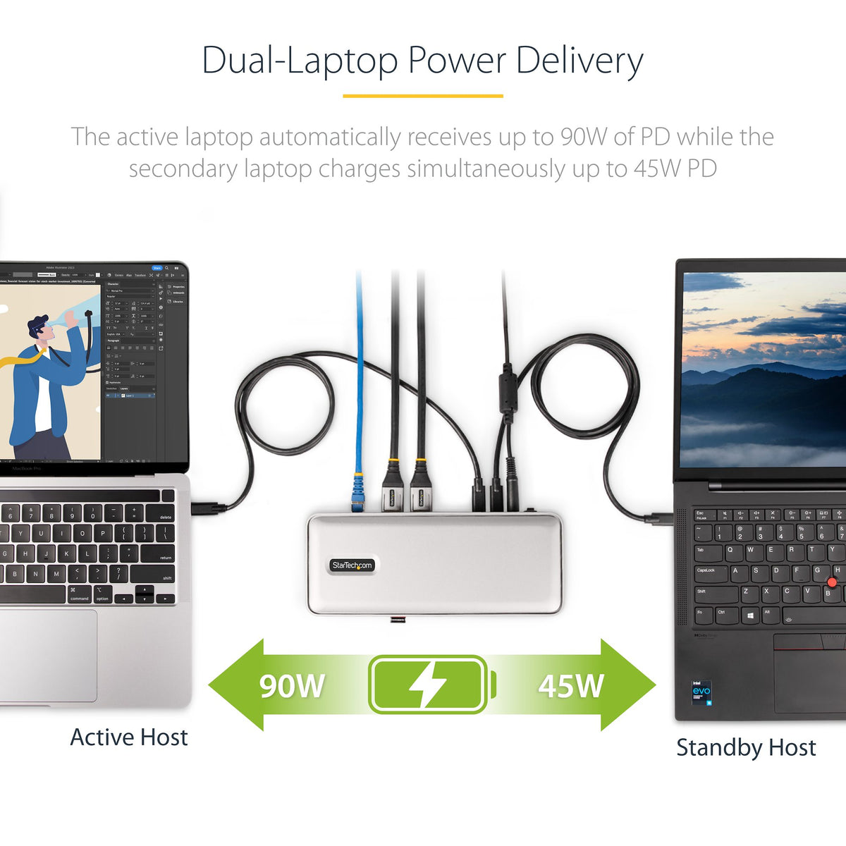 StarTech Dual USB-C KVM Docking Station angle D perspective
