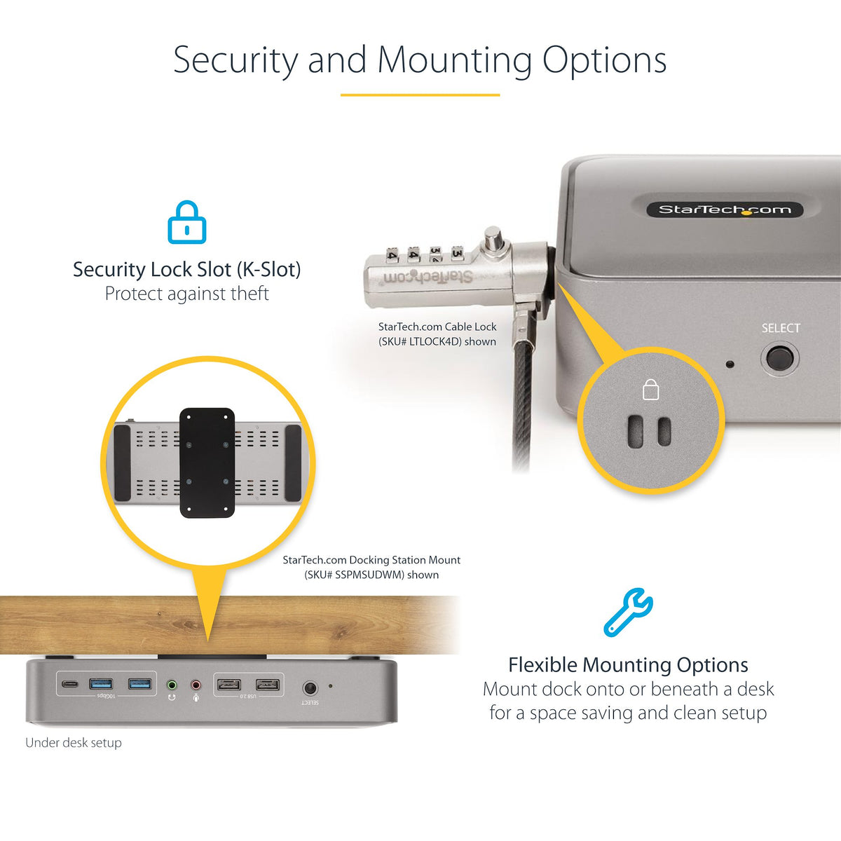 StarTech Dual USB-C KVM Docking Station angle G perspective