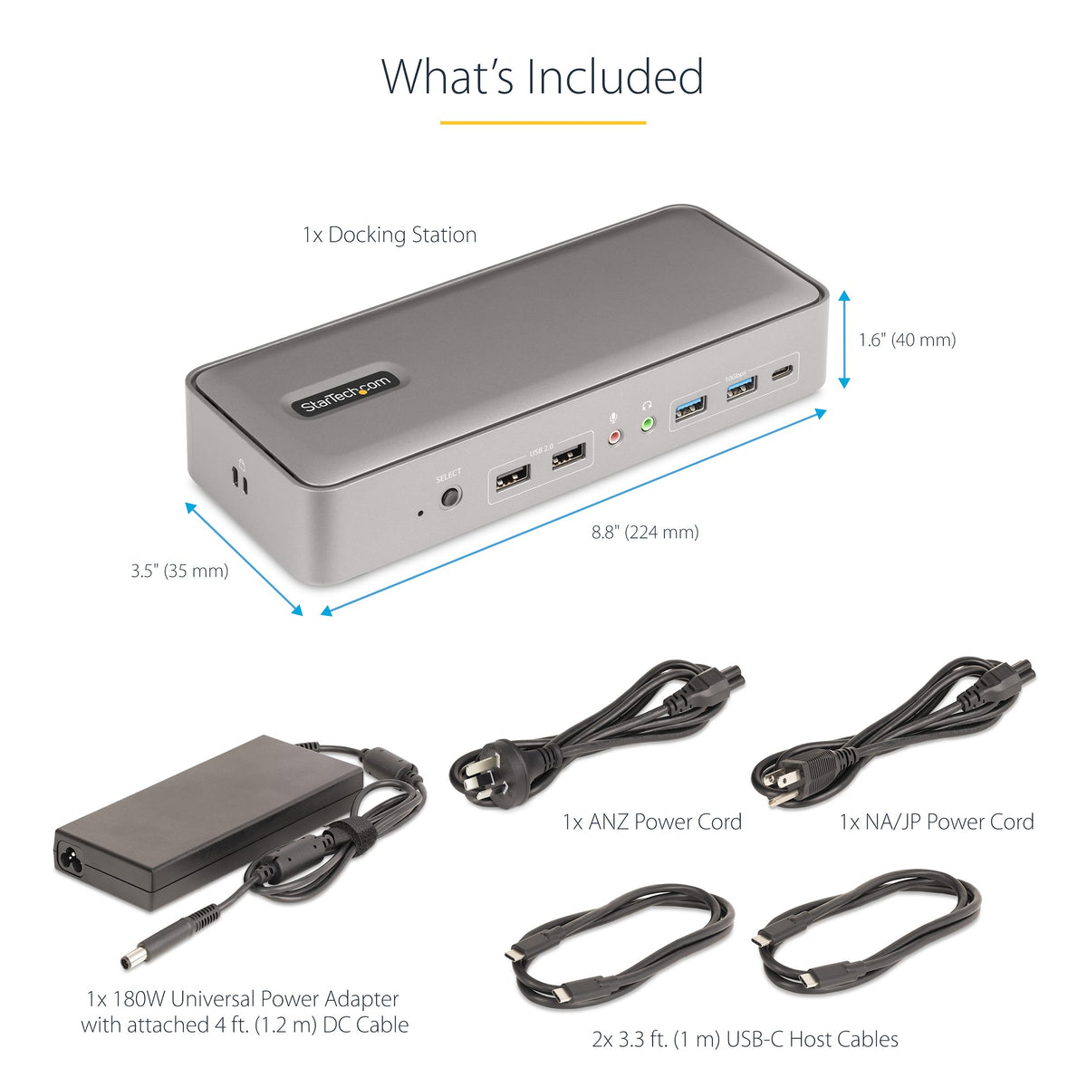 StarTech Dual USB-C KVM Docking Station angle H perspective