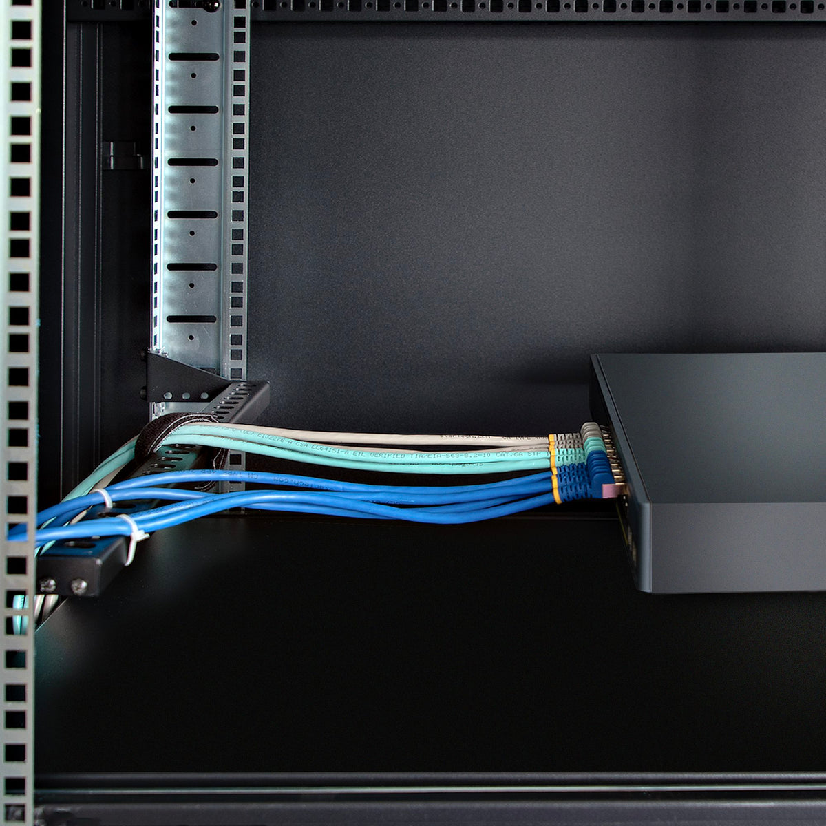 StarTech 12S-CABLE-LACING-BAR 1U Adjustable Rack Cable Lacing Bar for 19-Inch Cabinets showing a front view