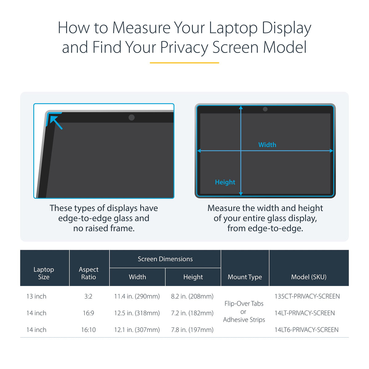 StarTech 135CT-PRIVACY-SCREEN 13.5-Inch Touch Privacy Screen Filter displayed flat on a desk