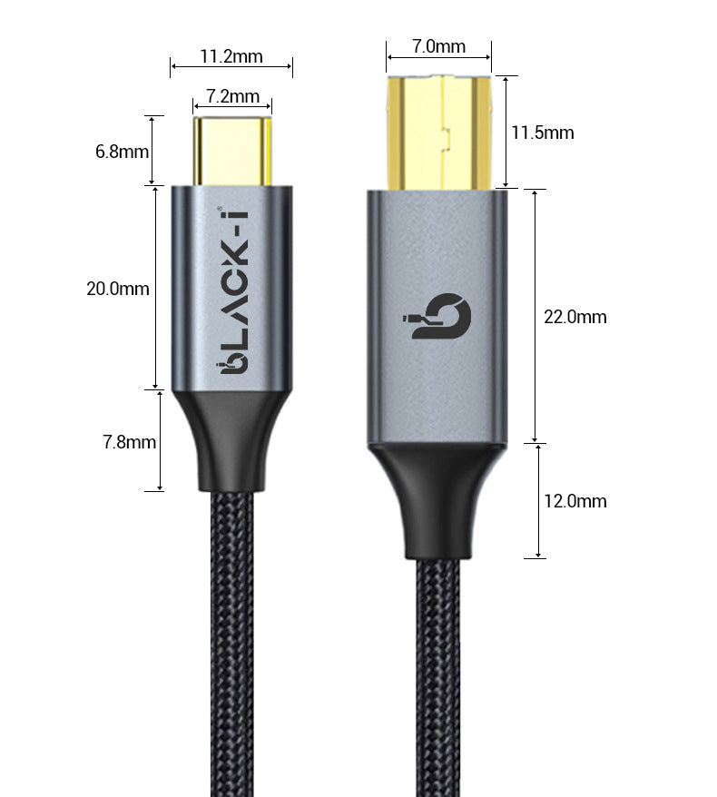 Black-i USB-C to Printer Cable 1.8 Meter