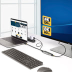 StarTech 148B-HDMI-DP-8K HDMI to DisplayPort 8K 60Hz Active Adapter Cable – 3-Year Warranty shown in profile view