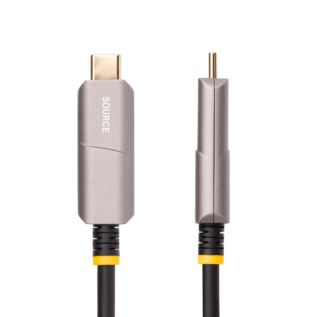 StarTech 146B-USBC-HDMI4K-AOC 50ft USB-C to HDMI 4K 60Hz Active Optical Cable black cable coiled on a surface