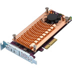 Computer graphics card with a large heat sink on a white background