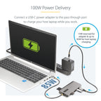 StarTech 154B-USBC-MULTIPORT USB-C Triple-Monitor Docking Station displayed front angle with ports visible
