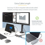 StarTech 154B-USBC-MULTIPORT USB-C Triple-Monitor Docking Station – 3-Year Warranty front view showing sleek black dock
