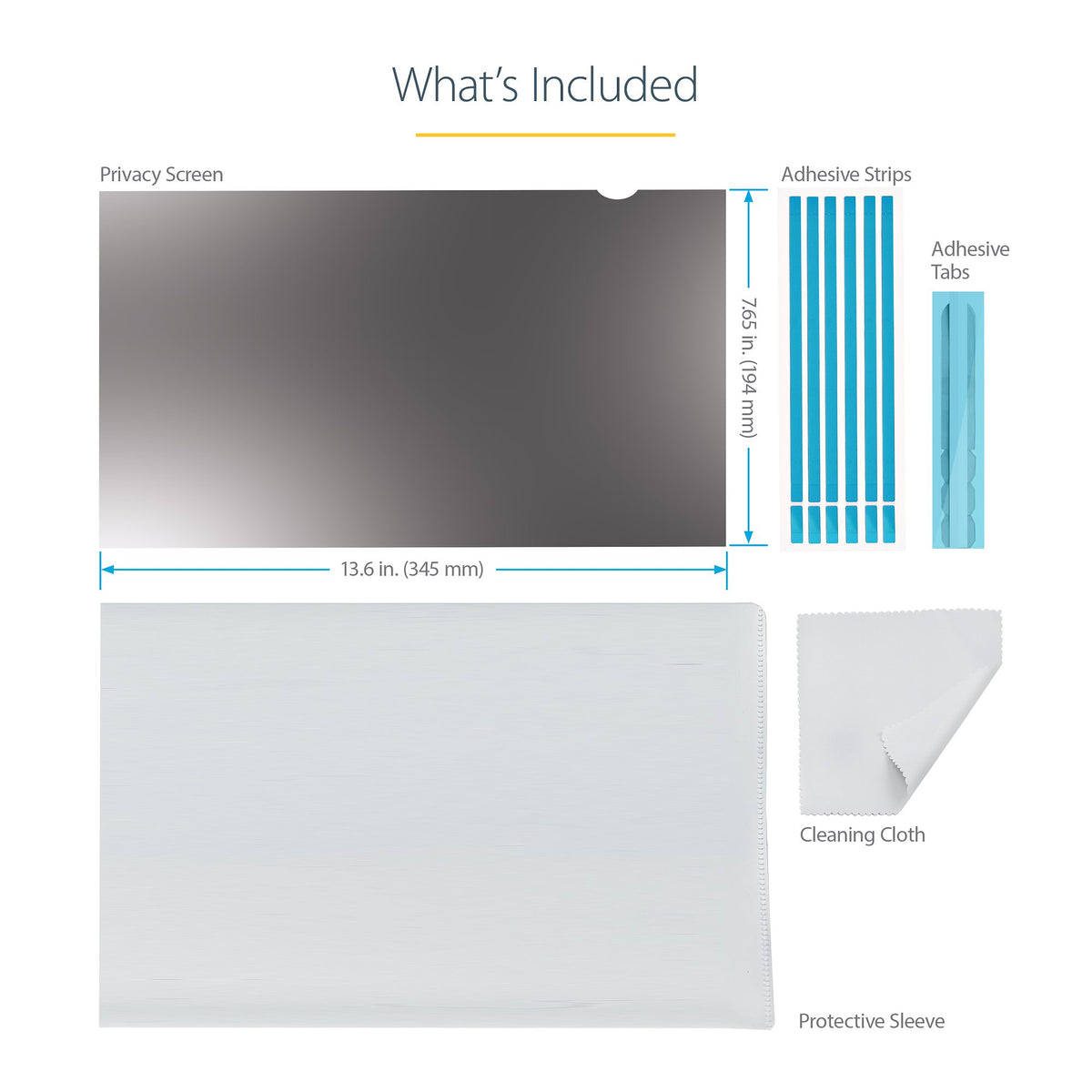 StarTech 156L-PRIVACY-SCREEN installed on a 15.6‑inch laptop, side views darkened for privacy