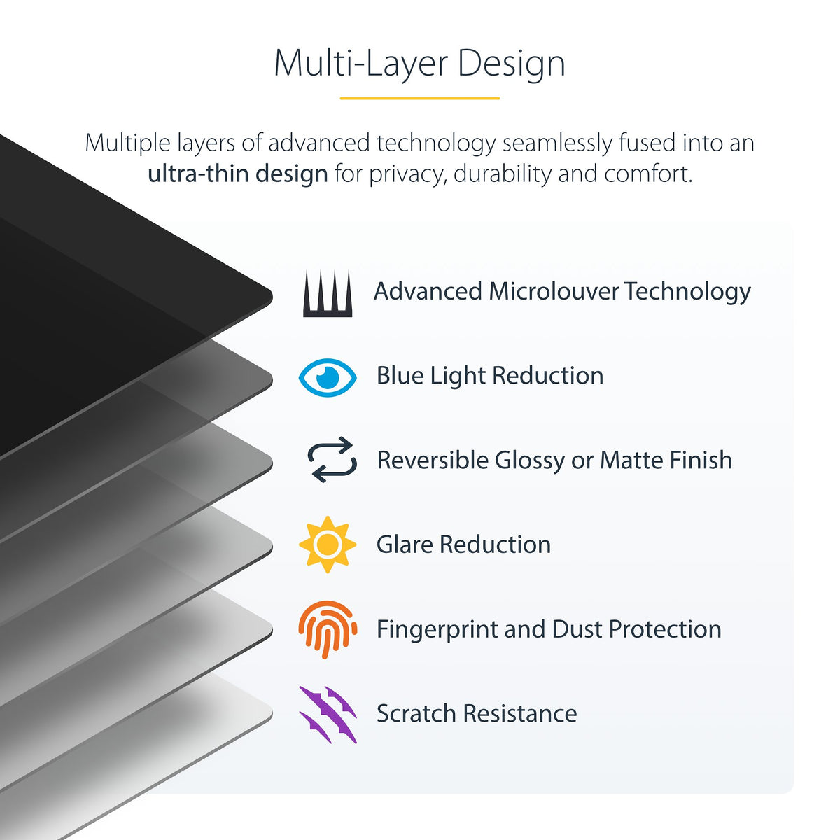 StarTech 15MAM-PRIVACY-SCREEN 15-Inch MacBook Air Magnetic Privacy Screen displayed flat showing its magnetic edges