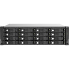 A 1U rack-mount server with 16 hot-swap drive bays, featuring a black front panel with silver drive enclosures and a silver top chassis, shown against a plain white background.